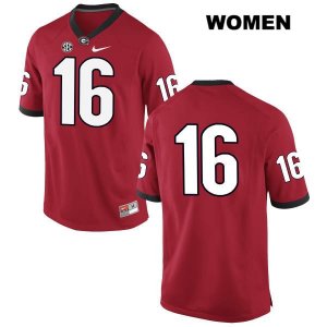 Women's Georgia Bulldogs NCAA #16 Demetris Robertson Nike Stitched Red Authentic No Name College Football Jersey NIL4154BH